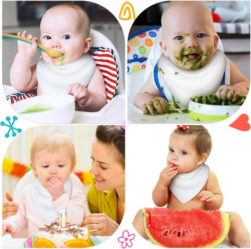 30 Set Giegxin Pcs Muslin Baby Bibs White Baby Bandana Drool Bibs Unisex Solid Colors for Girls Boys Newborn Soft