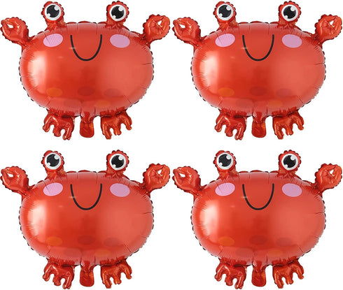 Cheosruy 4Pcs Crab Balloons Ocean Animal Foil Balloons for Birthday Baby Shower Ocean