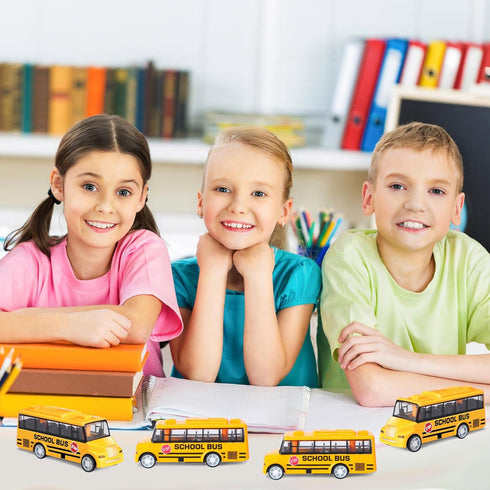 12 Pcs School Bus Toy, Back to School Pull Back Bright Yellow Bus for Girls and Boys Classroom Gift