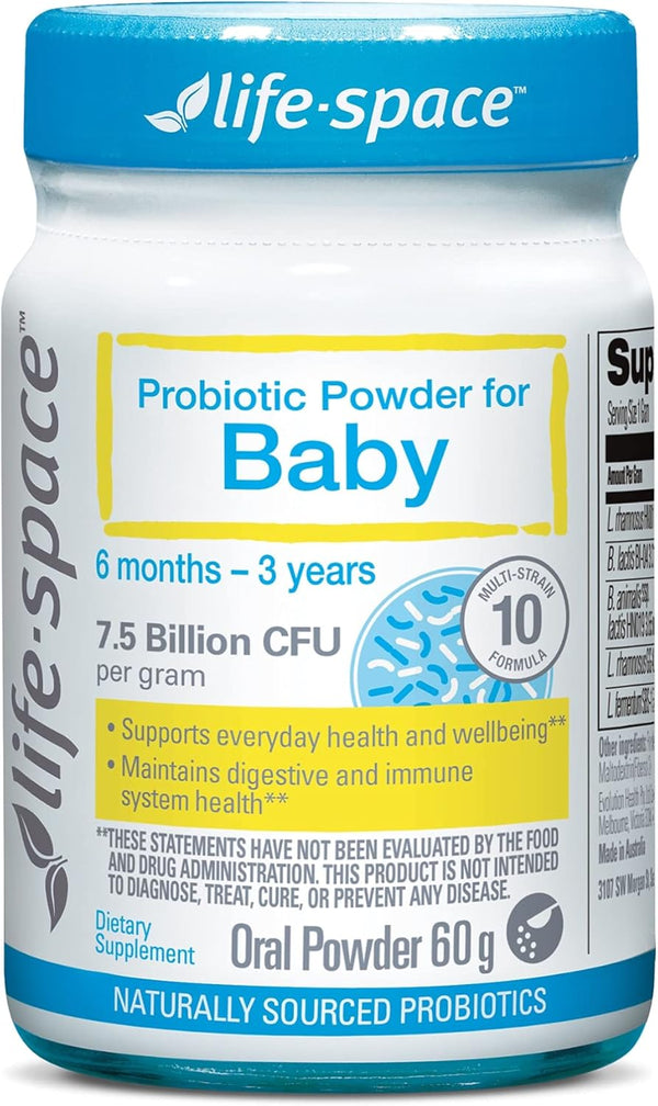 Life-Space Probiotic Powder for Baby, 60 Grams, 7.5 Billion CFU & Multi Strain, Supports Digestive Health & Immunity