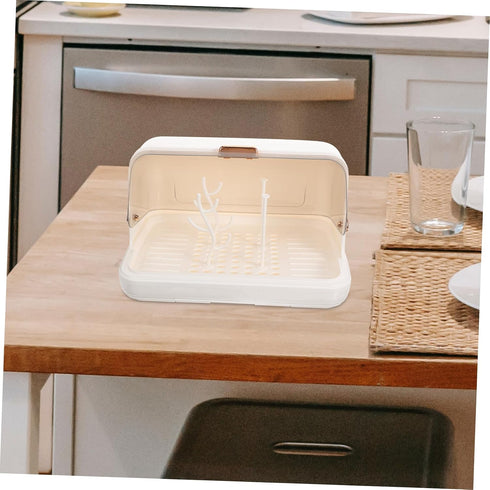 Countertop Baby Bottle Drying Rack Dust Cover Bottle Holder for Easy Drying Food-Grade Plastic Organizer and Cups