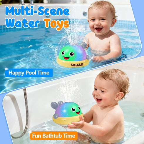 1-3, 1 2 3 Baby Bath Toys: Bath Whale Toy Sprinkler, Light Up Bath Toys for Kids Ages Bathtub Outdoor Water Pool Toys