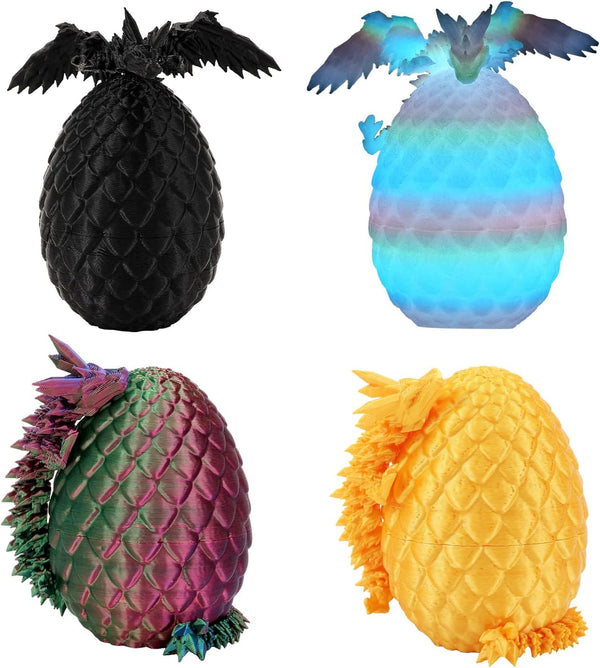 TXB3DOK 4PCS 3D Printed Dragon with Wings and Egg DND Dice Sets,Surprise Mini
