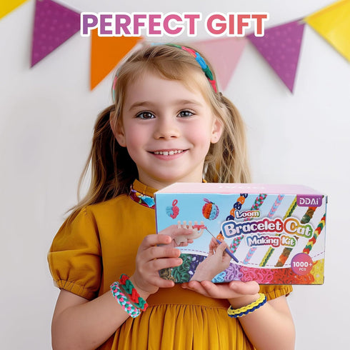 6-12 -1000+ 7 8-12 DDAI Bracelet Making Kit for Girls Ages Arts and Crafts for Kids Weaving Loom Bracelets Kits