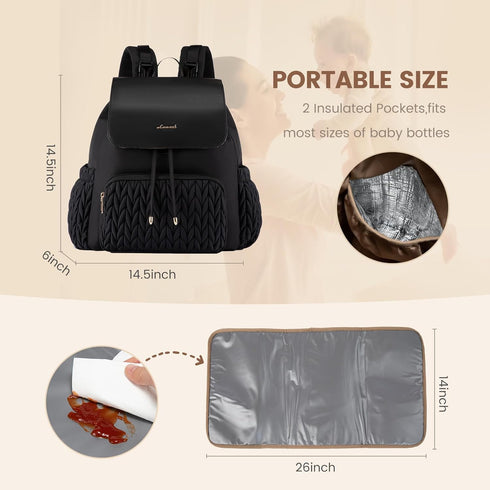 Backpack, Backpack LOVEVOOK Diaper Bag Small Cute Baby Bag, Stylish Water-Resistant Travel Bag for Mom, Baby