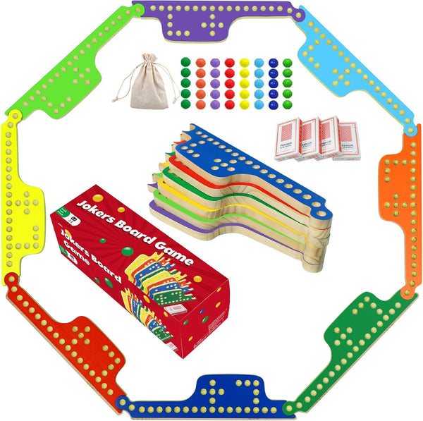 Colorful Jokers and Marbles Board Game Pegs and Jokers Card Game for