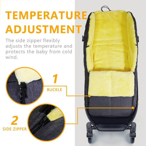 Universal Waterproof Thicken Footmuff for Stroller - Baby Stroller Sleeping Bag with Thermal Fleece Lining