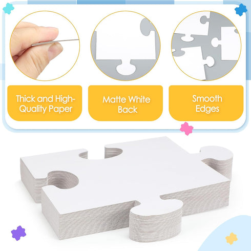 Sonwyoung 30 (8 9 Inch) Pcs Large White Blank Puzzle Pieces Bulk to Draw on Make Your Own Jigsaw Puzzle Pieces Giant