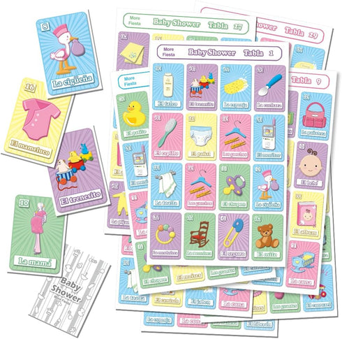 MoreFiesta Baby Shower Mexican Bingo Game in Spanish for 30 Players