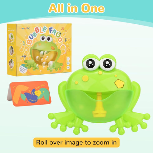 HengGL 24 Light Up Baby Bath Bubble Toys,Tub Big Frog Automatic Bubble Maker Blower with Music Baby Fun Shower Toys