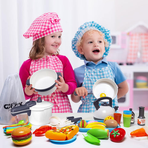 Set,Kitchen Girls(72 Kids Kitchen Toy Cookware with Play Food Toy Play Accessories with Pots and Pans,Cutting Food Toy