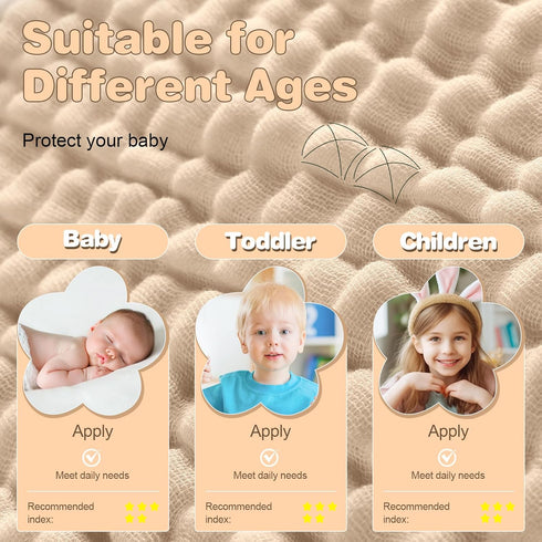 2-Pack, MUKIN Baby Hooded Towels, Muslin Cotton, for Newborn, Infant, Toddler and Kids (Dark Green,Khaki)
