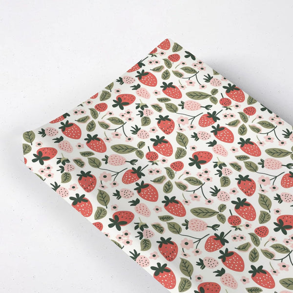 KuphiL10C Cartoon Strawberry Flowers Leaves Baby Changing Pad Cover,Unisex Fruits Nursery Diaper Changing