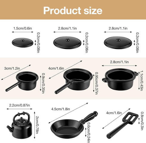 Sumind 20 Pcs Dollhouse Miniature Cooking Set, Pots and Pans 1/12 Scale Metal Stovetop Cookware for Dollhouse Decoration