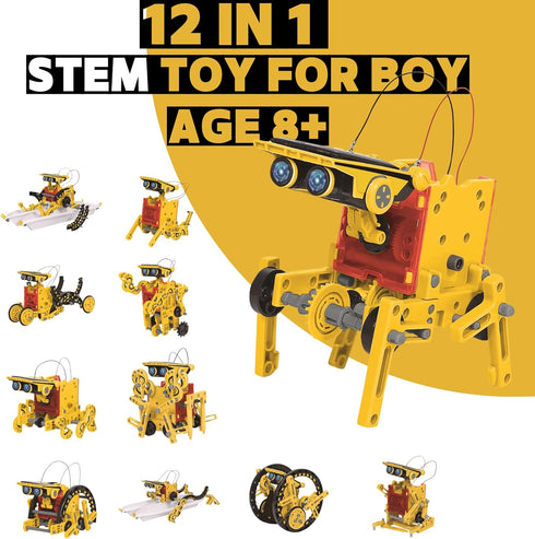 ZeniMakers 12-in-1 8-12, Set STEM Solar Robot Kit, Solar Powered Science Building Toys for Boys Age Educational