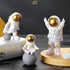 LUOZZY 3 Pcs Astronaut Figurines, Space Cake Toppers Decorations for Outer Space Cupcake (Golden)