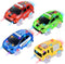 Replacement Toy Cars for Magic Tracks, Glow in The Dark, Racing Car Track Accessories with 5 LED Lights, 4 Pack