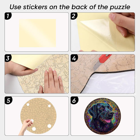 5MM 500 (16.7"*16.7") Ruikiyart Wooden Puzzles for Adults, Pieces Happy Labrador Wooden Jigsaw Puzzles, Unique Shapes