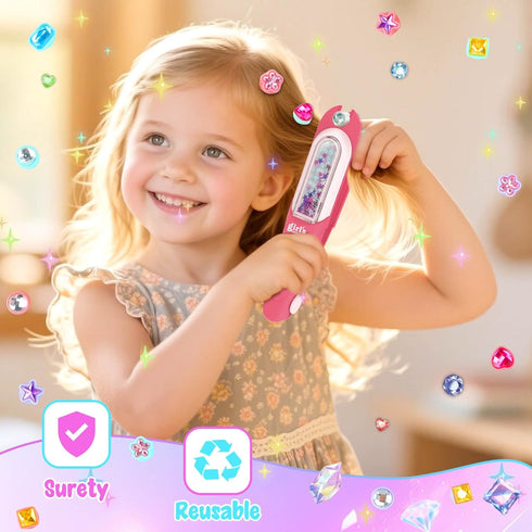 24 3 4 5 6 7 8 Aooess Hair Gem for Girls Styling Tool Kit: Hair Gem Stamper Reusable Rhinestones, Gems Stapler
