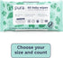 99% 10 Pack 60 (600 Pura Natural Sensitive Baby Wipes, Water, Unscented & Hypoallergenic, Suitable for Sensitive