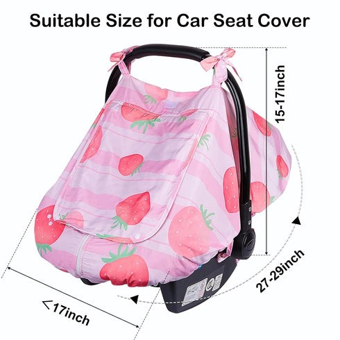 4 FIOBEE Baby Car Seat Cover, Car Seat Covers for Babies Infant Car Seat Canopy with Breathable Mesh Window Waterproof