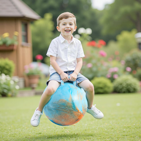 18 inches 3-6 U&C Planet Hopper Ball Bouncy Ball with Handle for Kids Age Clouds Hoppity Hop Sit and Bounce Jumping