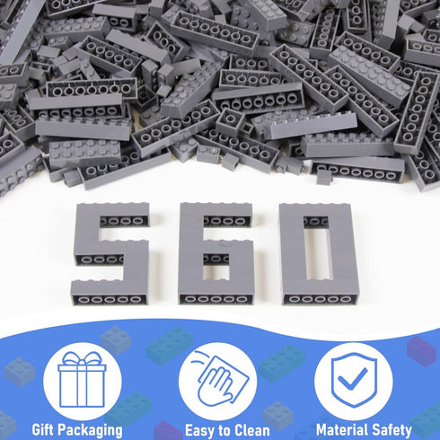 560 2 7 Cabeeskii Pieces Dark Grey Classic Building Blocks Bulk with Base Plates, Building Bricks in Size, Compatible