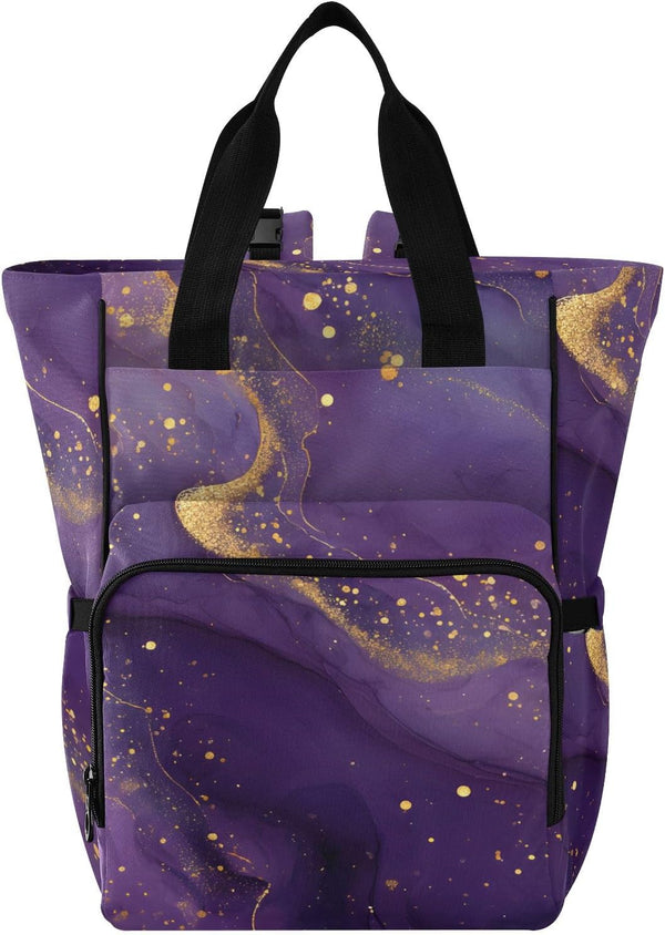SUABO Baby Diaper Bag Backpack Purple Ink Wash Large Bag Waterproof Travel Diaper