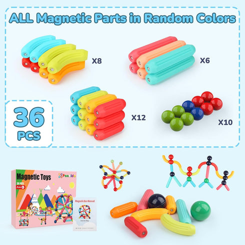 3+, Paaxido Magnetic Building Blocks - STEM Learning Toys for Kids Montessori Sensory Toys with Stronger Magnets