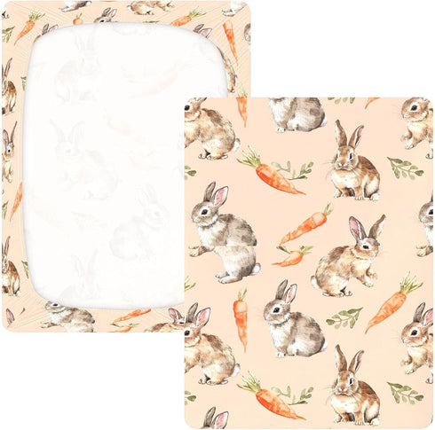 SEHANY 52"x28" Cute Easter Rabbits Fitted Crib Sheet - Soft Breathable Cotton Baby Crib Sheets for Standard Crib