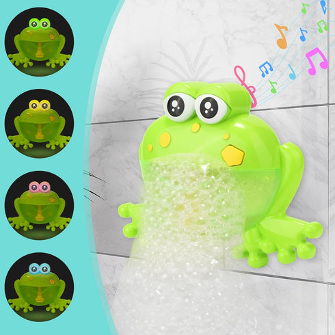 HengGL 24 Light Up Baby Bath Bubble Toys,Tub Big Frog Automatic Bubble Maker Blower with Music Baby Fun Shower Toys
