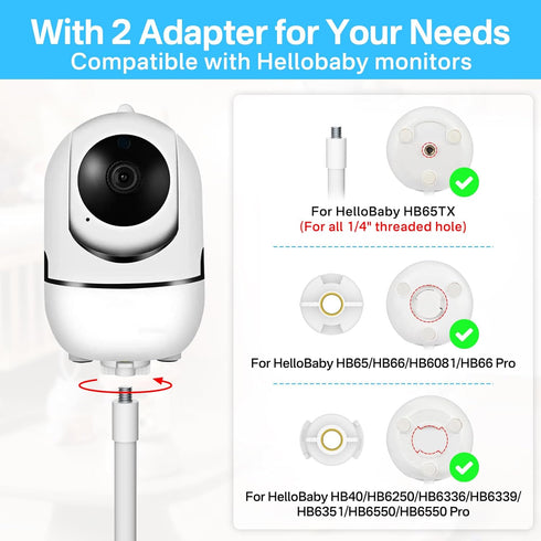 Flexible Clip Baby Monitor Mount for Hello Baby Monitor Mount HB65 / HB66 / HB6081 / HB6550 / HB6339 / HB6550 pro / HB40 - 19.4" Baby Monitor Holder Compatible with Hellobaby Camera Mount to Anywhere