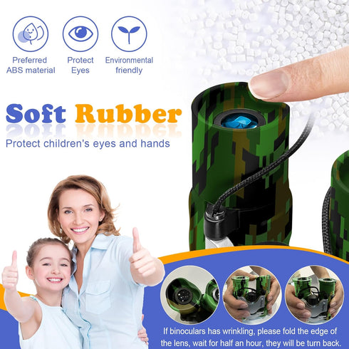 3-12 8x21 Obuby Real Binoculars for Kids Gifts for Years Boys Girls High-Resolution Optics Compact Toy Binocular