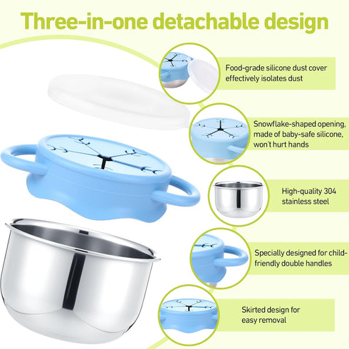 Ferrochef 4 13 oz 3 1 Pcs Stainless Steel Snack Cups Spill Proof, in Baby Snack Containers Removable Silicone Food