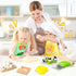 15 PCS Montessori Kitchen Tools, Toddler Knife Set with Wooden Safe Knife, Cutting Board, Crinkle Cutters for Kids