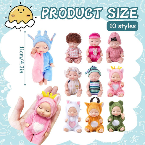 10 Haawooky Pcs Mini Baby Dolls,Cute Tiny Baby Doll Gifts for Kids,Lifelike Realistic Small Baby Dolls for Girls Boys