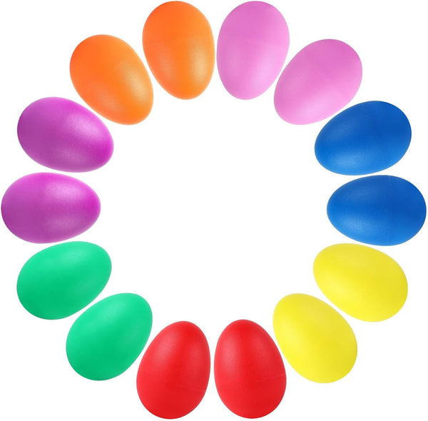 Augshy 14 PCS Plastic Egg Shakers, Colorful Percussion Musical Egg Maracas for Kids Toys