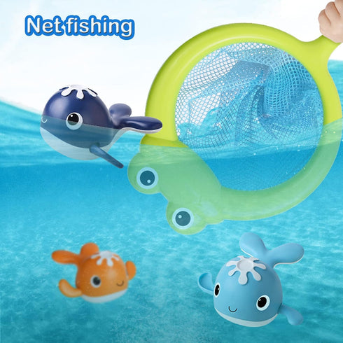 Baby Bath Toys - Magnet Fishing Game for 1-8 Year Olds, Bathtub Toys with Wind-up Whale, Fishing Pole & Net
