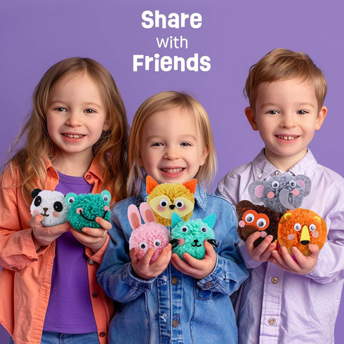 Pom Pom Craft Kit - Animal Art Project, DIY Plush Crafts for Kids, Toddler Activity Gift for Ages 6-9