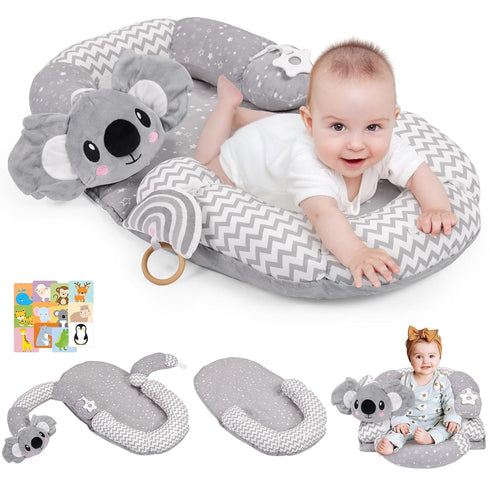 Foryoomi 4 in 1 Tummy Time Mat with Educational Cards, Play Mat &