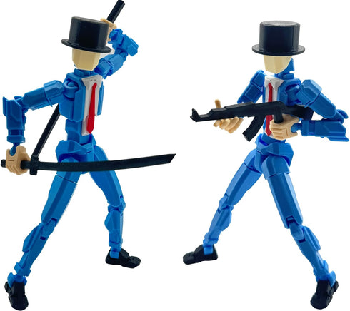 3D Printed 8.13-inch Action Figure Dummy-Mici20, Full Body Movable Toy with Multiple Accessories, Desk Decoration (Blue)