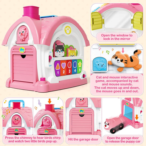 1 12-18 1st 1,2,3 Montessori Toys for Year Old Girl Gift, Musical Learning House with Lights & Sounds, Interactive