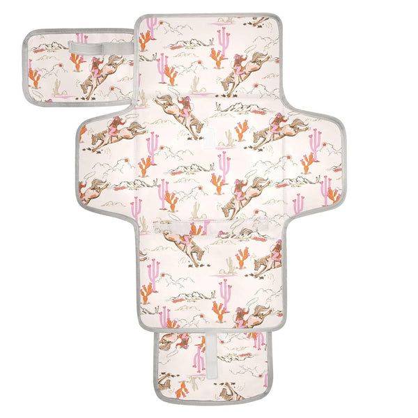 Portable Changing Pad for Baby - Cute Rodeo Cowgirl Waterproof Diaper Changing