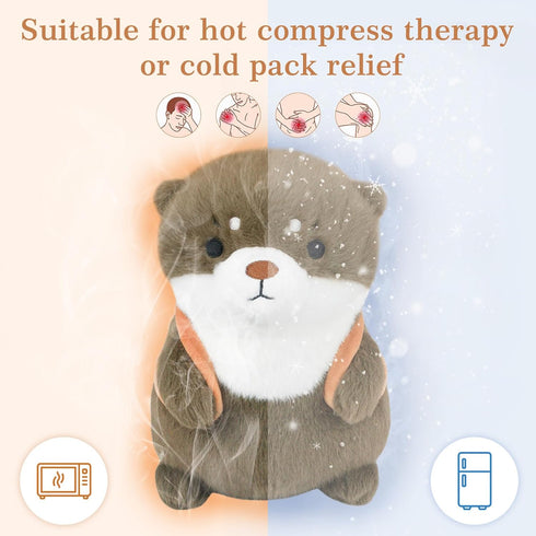 Microwavable Stuffed Animal, Heatable and Coolable Otter, Heated Stuffed Animals for Cramps & Pain Relief