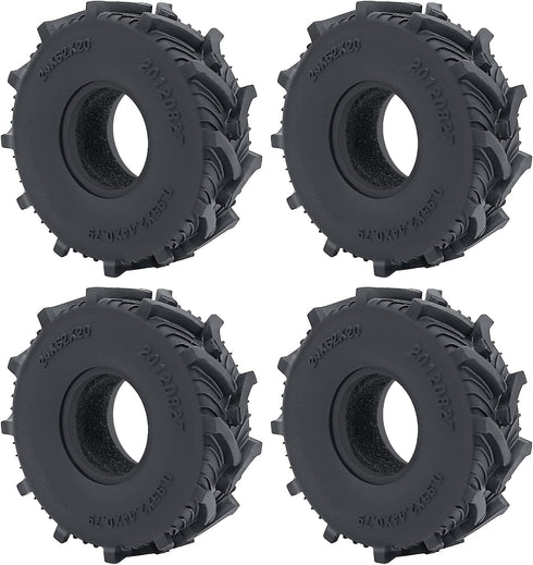 1.0 Inches Mud Tires 4pcs - 62mm Rubber Crawler Wheel Tires for 1/18 TRX4M, 1/24 Axial SCX24, Deadbolt, C10, JLU