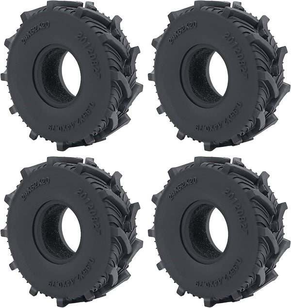 1.0 Inches Mud Tires 4pcs - 62mm Rubber Crawler Wheel Tires for 1/18 TRX4M, 1/24 Axial SCX24, Deadbolt, C10, JLU
