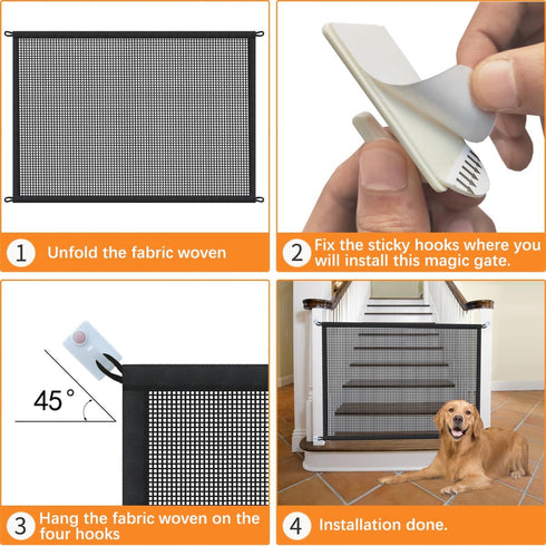 Dog Gate for Stairs, Pet Gates for The House: 29 inches Tall, 41 inch Wide Dogs Screen Mesh Gate for Doorways