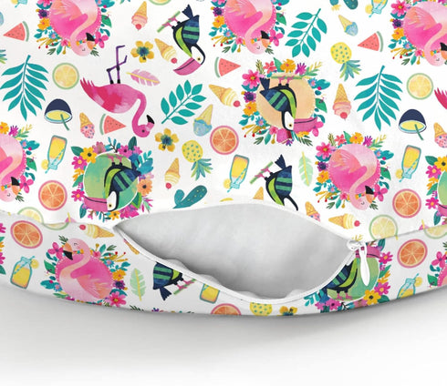 Summer Pink Flamingo Toucan Tropical Fruits Baby Nursing Pillow Covers for Boy Girl Colorful Birds Leaves Nursing