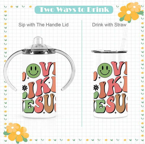 12 Oz 8 Pack Sublimation Sippy Cup Tumblers With Handle, Straight Sublimation Blanks Kids Tumbler, Stainless Steel