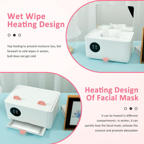 XYTZHSAI 3 1 Warmer,4 80 Baby Wipe Warmer, in Thermal Wipe Dispenser with Mirror, Adjustable Temperature Wet Wipe